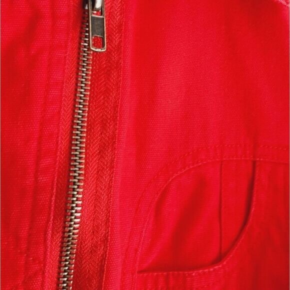 VERO MODA Toga Canvas Moto Bomber Textile Jacket Red Sz M - Picture 7 of 16